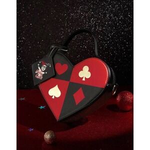 DC Comics Harley Quinn Heart Crossbody Bag Red Black Playing Card Suits NEW